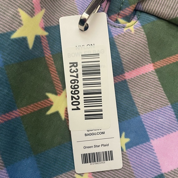 Baggu Nylon Bowler Bag Green Star Plaid - Picture 3 of 4